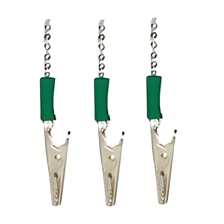 Essentials Bib Clips, Autoclavable, Green, 3/Pk. Sturdy, durable, and chrome-plated with a strong