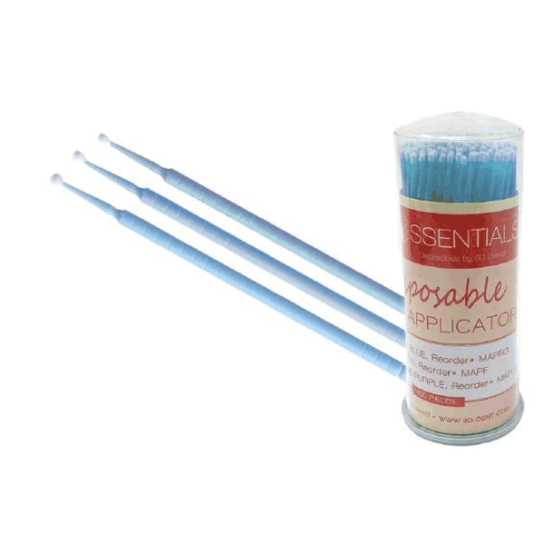 Essentials Micro Brush Applicators, Blue - Regular 4 x 100/Pk. Non-Linting, Non-Absorbent fiber