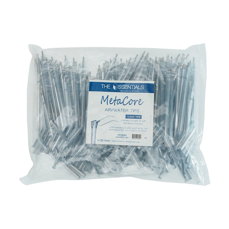 Essentials Metal Core Air/Water, Clear Tips, 150/Pk