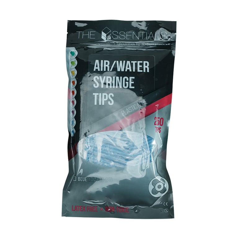 Essentials Plastic Core Air/Water, Crystal Type, Blue Tips, 250/Pk. Solid construction ensures