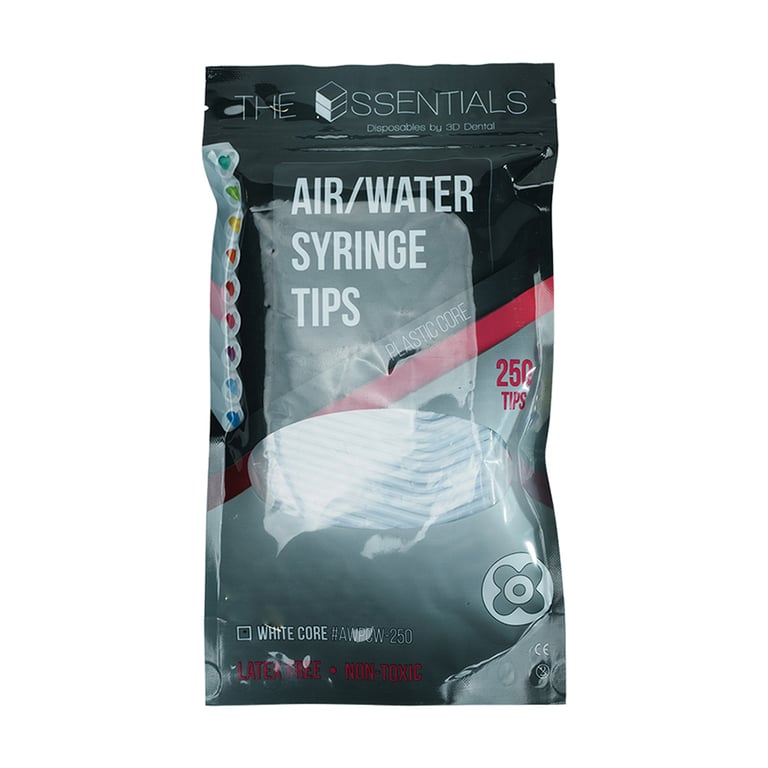 Essentials Plastic Core Air/Water, Crystal Type, White Tips, 250/Pk. Solid construction ensures