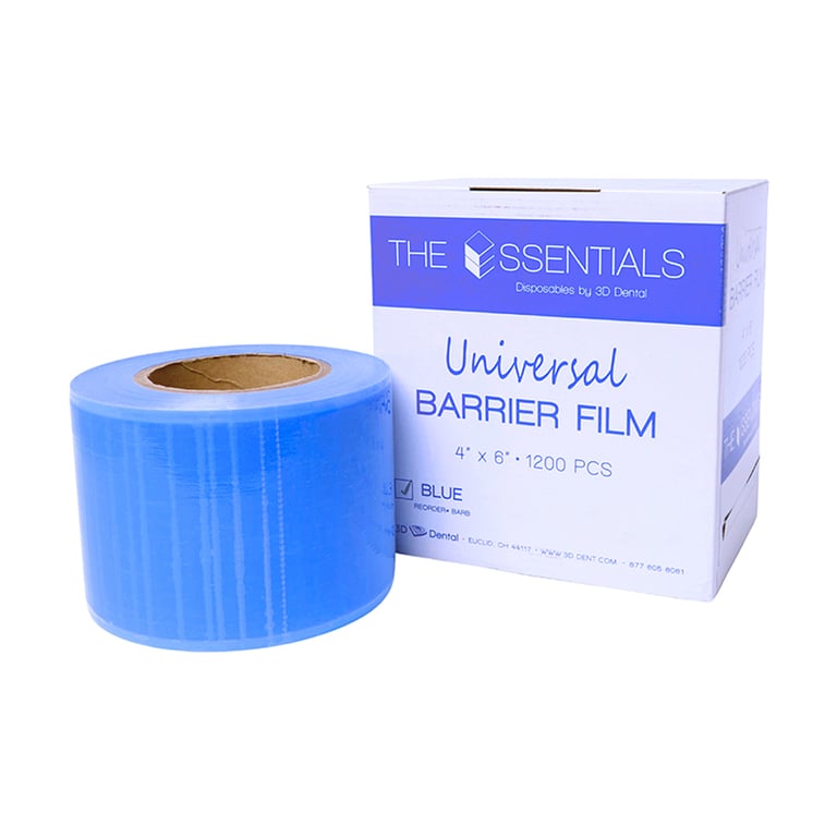 Essentials 4" x 6" Barrier Film, Blue, 1200/Pk. Made with a low-tack adhesive backing, ideal