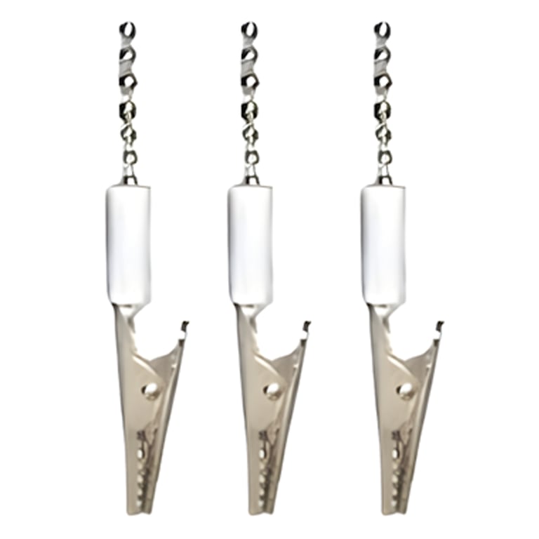 Essentials Bib Clips, Autoclavable, White, 3/Pk. Sturdy, durable, and chrome-plated with a strong