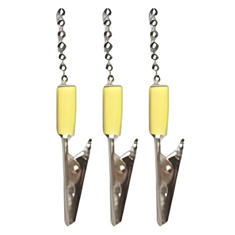 Essentials Bib Clips, Autoclavable, Yellow, 3/Pk. Sturdy, durable, and chrome-plated with a strong