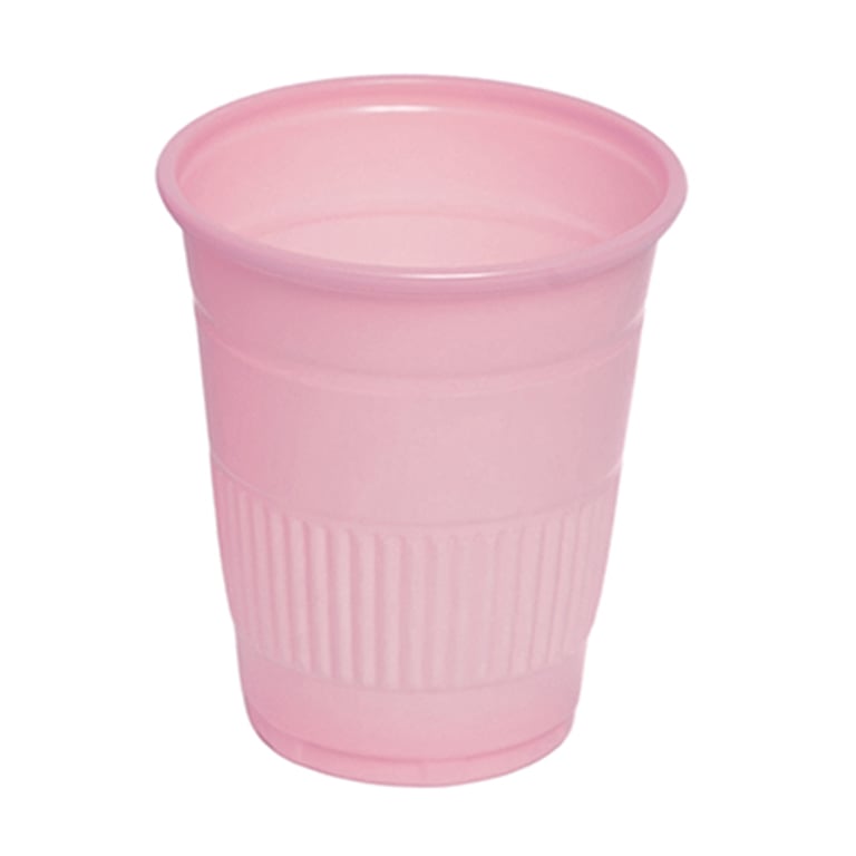 Essentials Plastic 5 oz Drinking Cups, Dusty Rose, 1000/Pk. Disposable cups feature an embossed