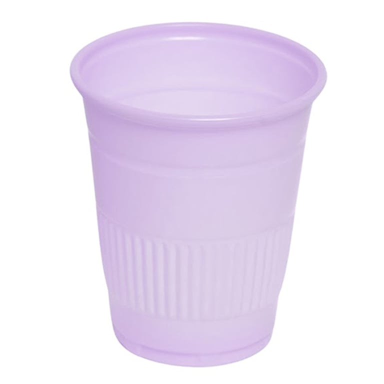 Essentials Plastic 5 oz Drinking Cups, Lavender, 1000/Pk. Disposable cups feature an embossed grip