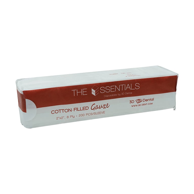 Essentials 2" x 2" 8-Ply Non-Sterile, Cotton Filled Gauze, 5000/Pk. Highly absorbent, enabling