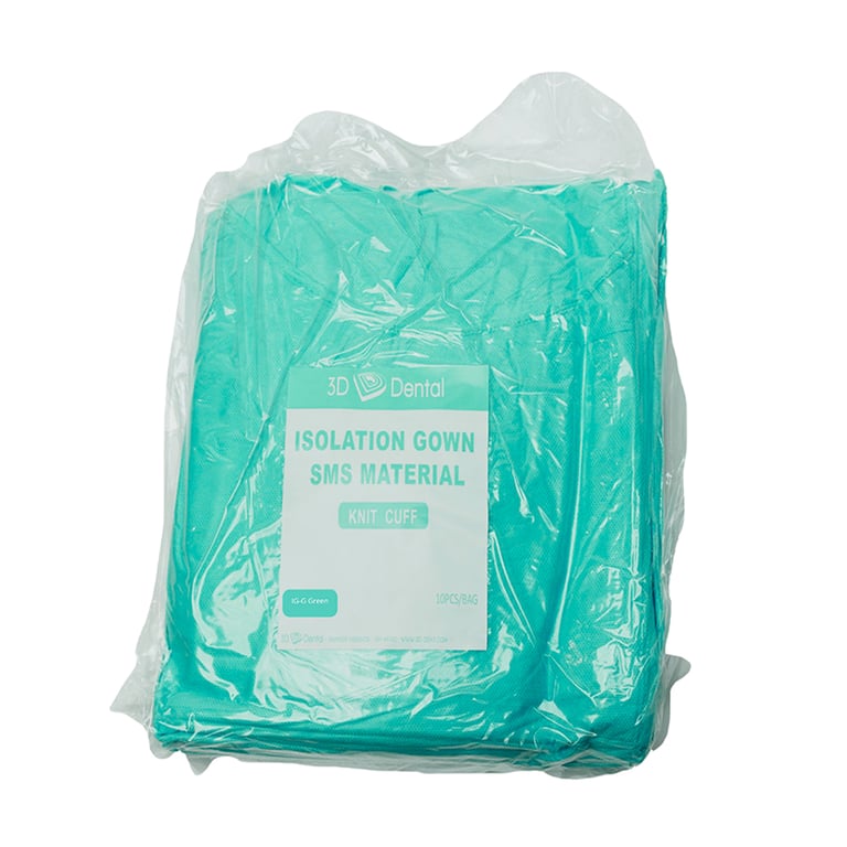 Essentials Isolation Gown, Green, 50/Pk. Lightweight and breathable with fluid resistance