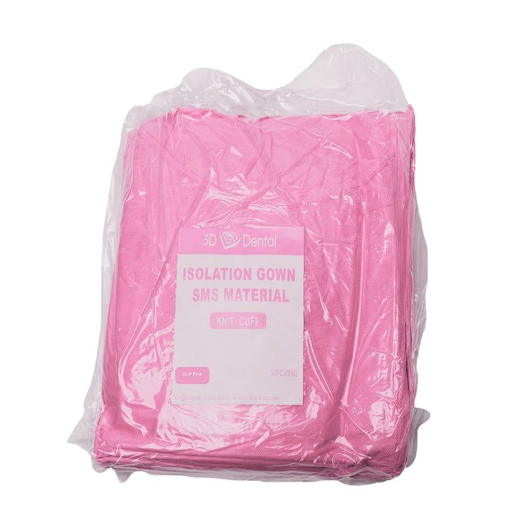 Essentials Isolation Gown, Pink, 50/Pk. Lightweight and breathable with fluid resistance. Features