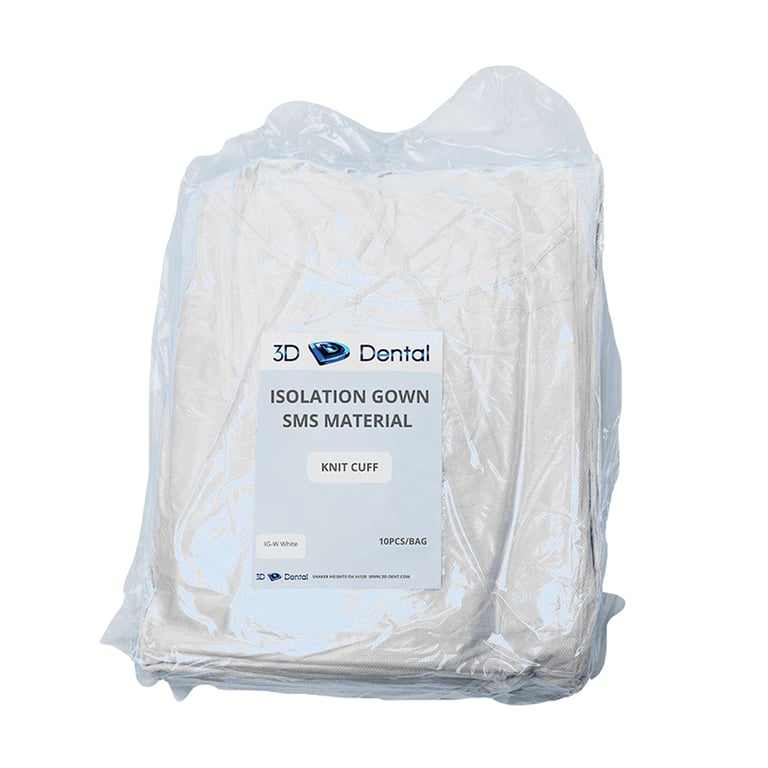 Essentials Isolation Gown, White, 50/Pk. Lightweight and breathable with fluid resistance