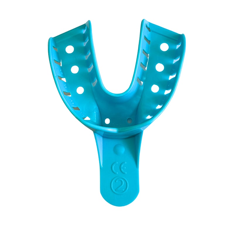 Essentials #2 Large Lower Disposable Impression Trays, 12/Pk. Disposable, non-slip grip. Made