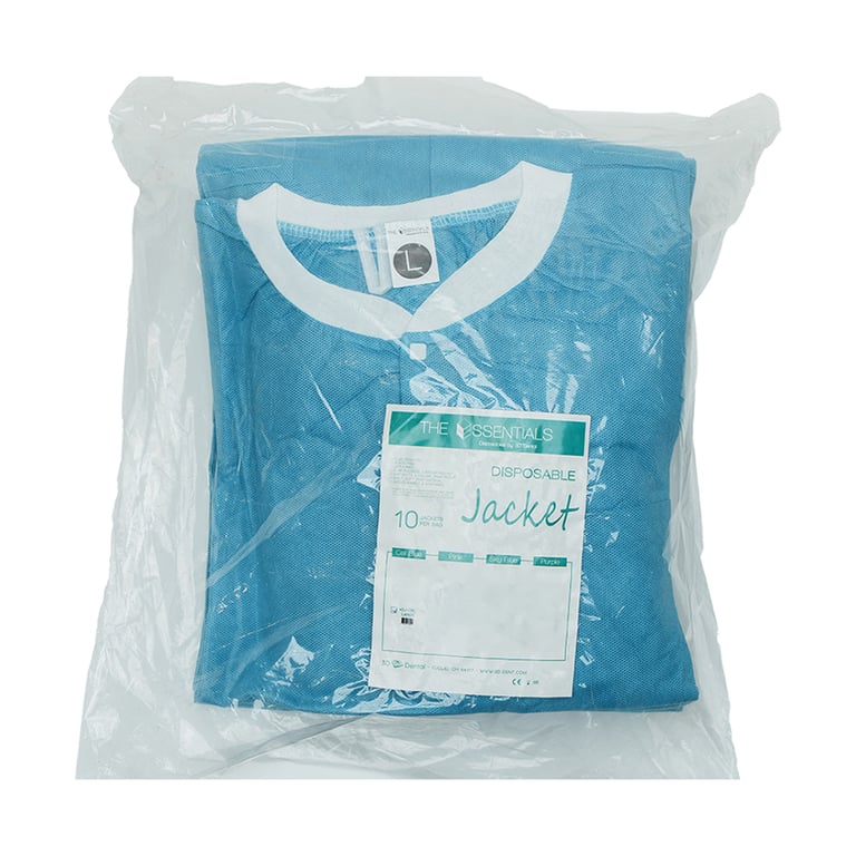 Essentials SMS Lab Jackets, Large, Ceil Blue, 10/Pk. Made of breathable, 3-layer material