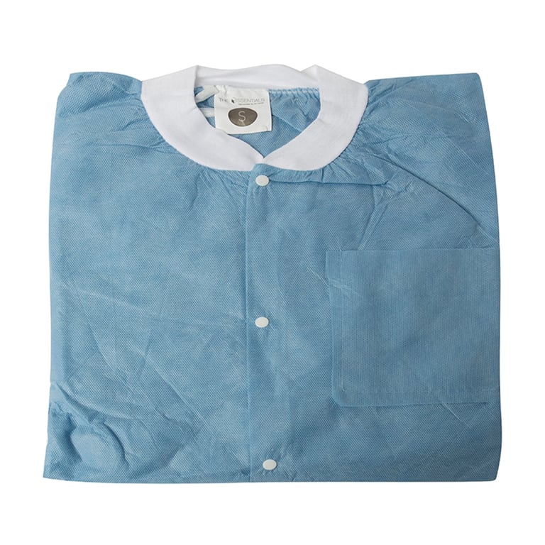 Essentials SMS Lab Jackets, Small, Ceil Blue, 10/Pk. Made of breathable, 3-layer material