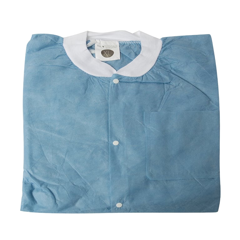Essentials SMS Lab Jackets, X-Large, Ceil Blue, 10/Pk. Made of breathable, 3-layer material