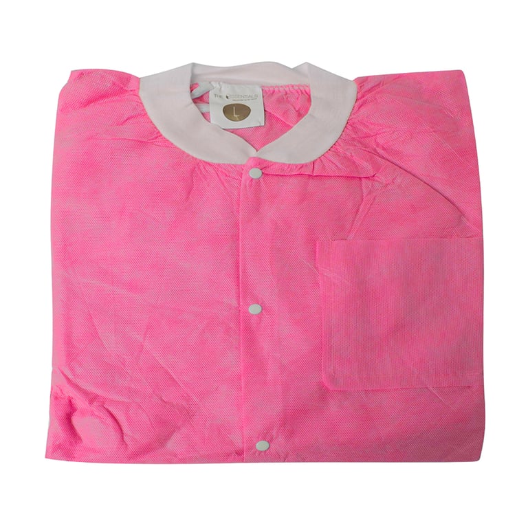 Essentials SMS Lab Jackets, Large, Pink, 10/Pk. Made of breathable, 3-layer material with light