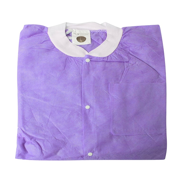 Essentials SMS Lab Jackets, Large, Purple, 10/Pk. Made of breathable, 3-layer material with light