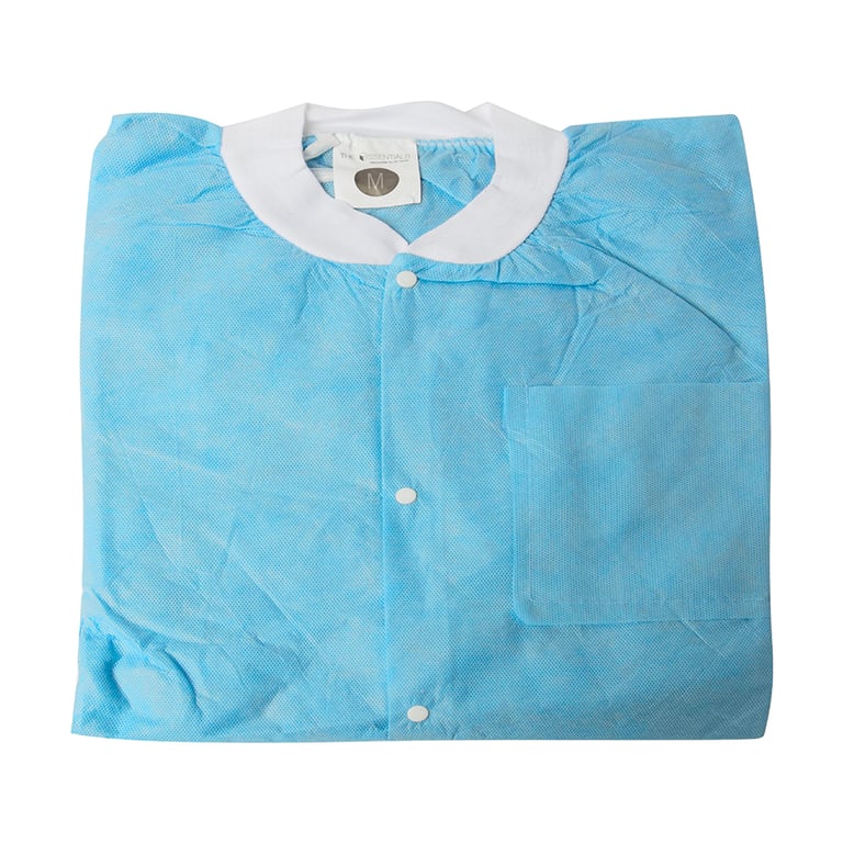 Essentials SMS Lab Jackets, Medium, Sky Blue, 10/Pk. Made of breathable, 3-layer material