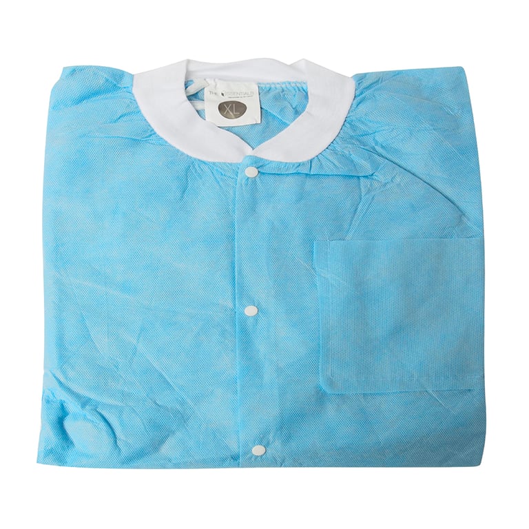 Essentials SMS Lab Jackets, X-Large, Sky Blue, 10/Pk. Made of breathable, 3-layer material