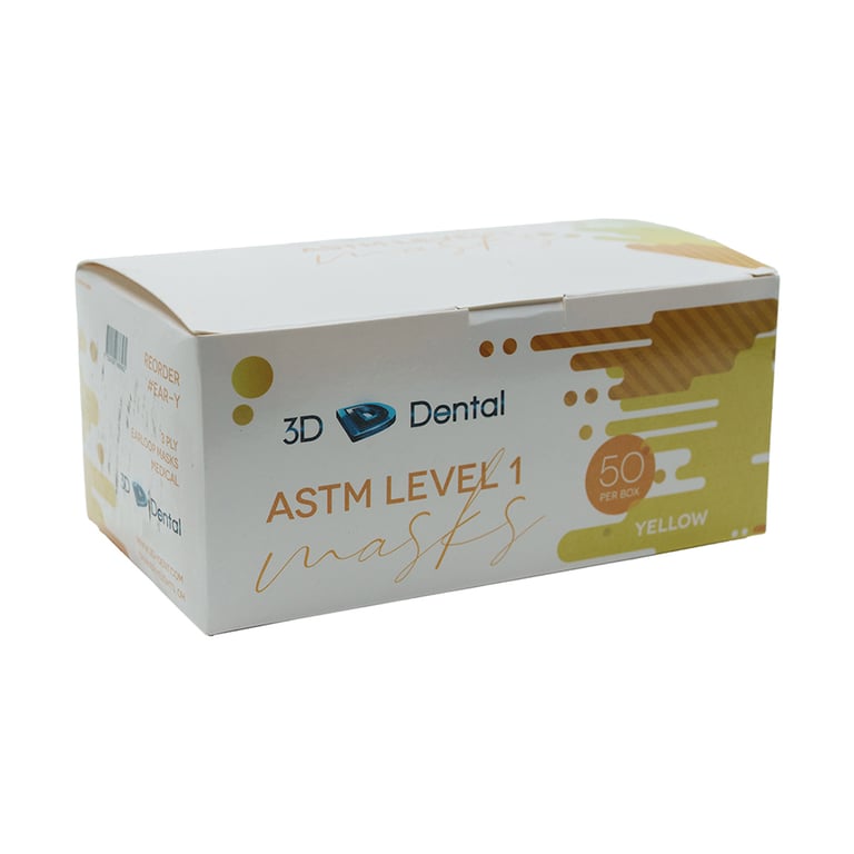 Essentials ASTM 1 Earloop Masks, Yellow, 50/Pk. Ideal for simple, low-risk procedures involving