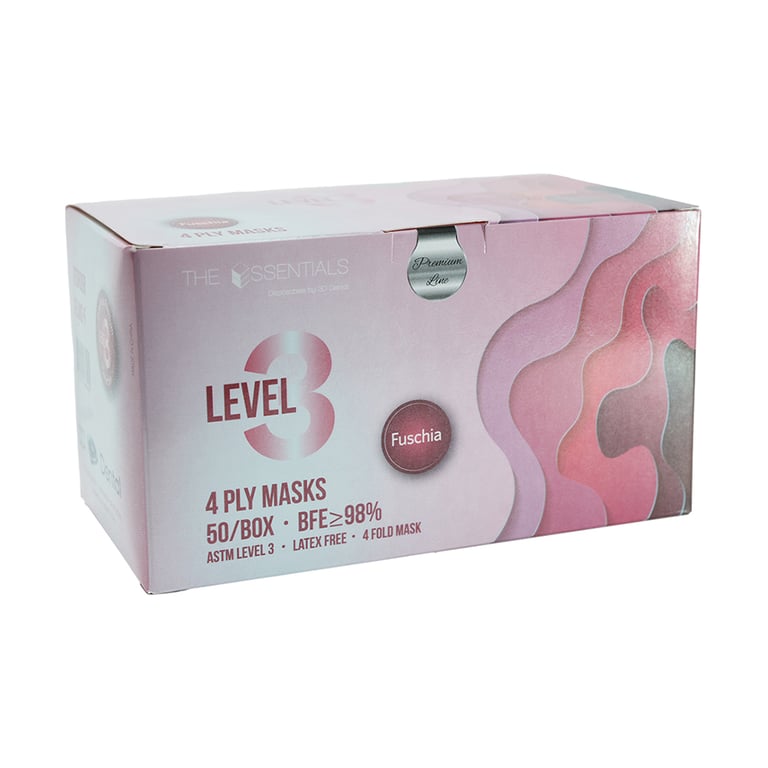 Essentials ASTM 3 Premium Earloop Masks, Fuchsia, 50/Pk. Ideal and safe choice for oral