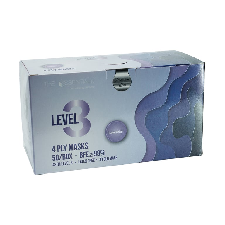 Essentials ASTM 3 Premium Earloop Masks, Lavender, 50/Pk. Ideal and safe choice for oral