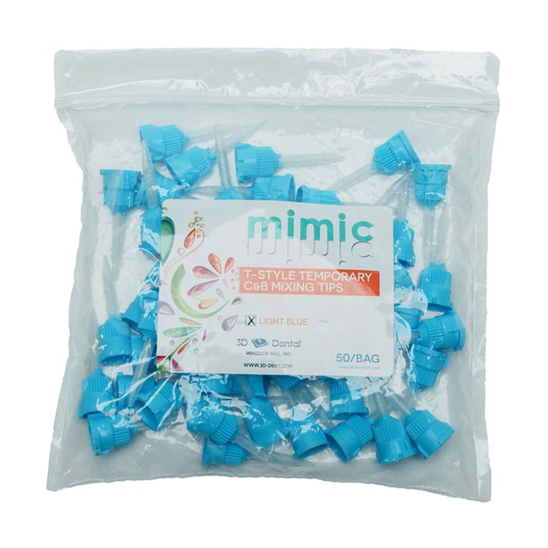 Essentials Temporary Crown And Bridge T-Style Mixing Tip, Light Blue, 50/Pk. Blue Hub / Orange