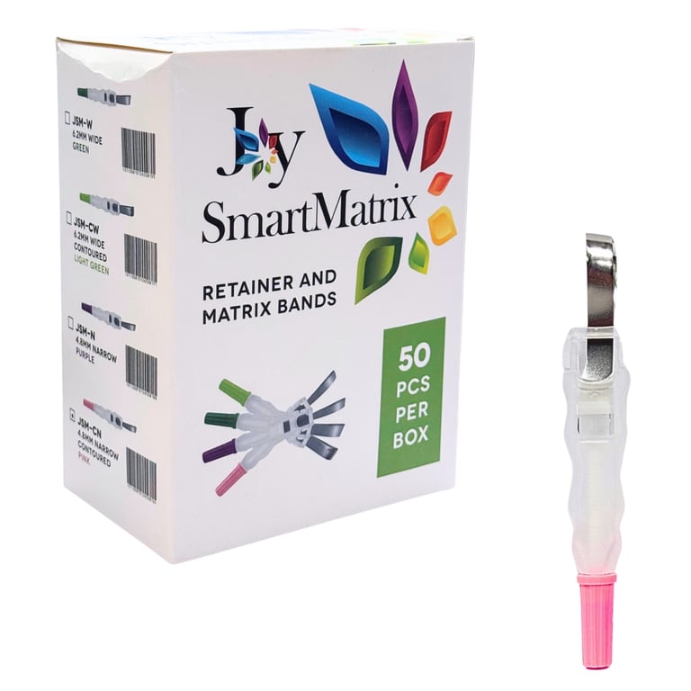 Joy Smart 4.8mm Narrow Contoured Matrix Band, Pink, 50/Pk. Accommodates complex tooth anatomies