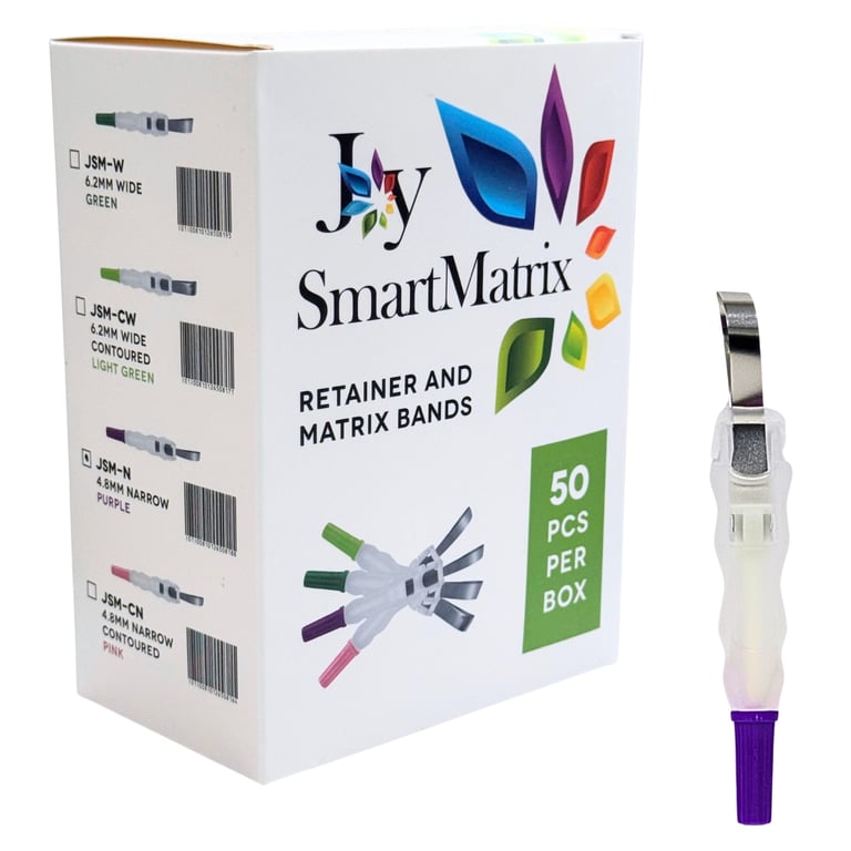Joy Smart 4.8mm Narrow Matrix Band, Purple, 50/Pk. Accommodates complex tooth anatomies
