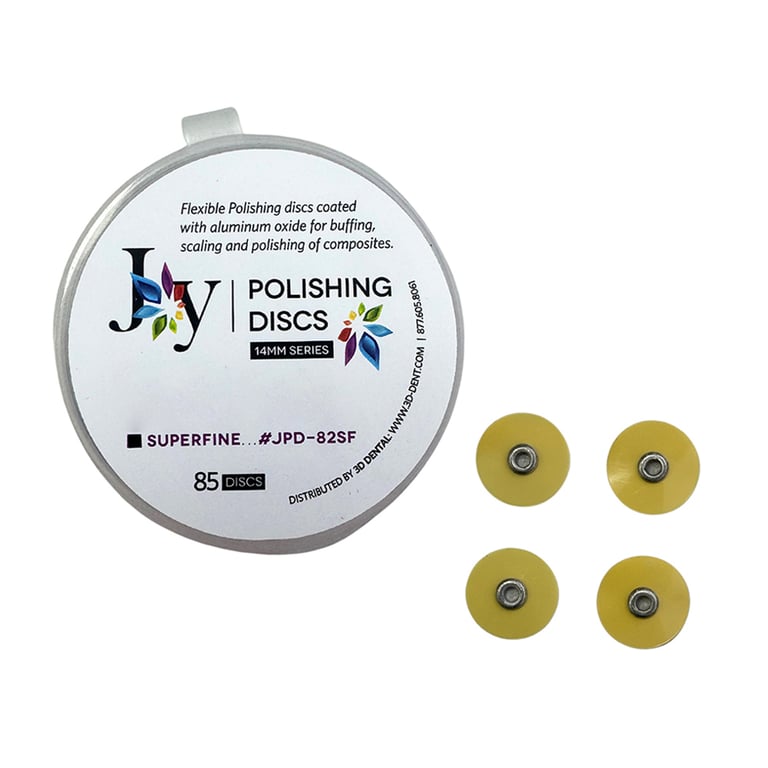 Joy 14mm Polishing Disc, Super Fine, 85/Pk. Flexible polishing discs coated with aluminum oxide