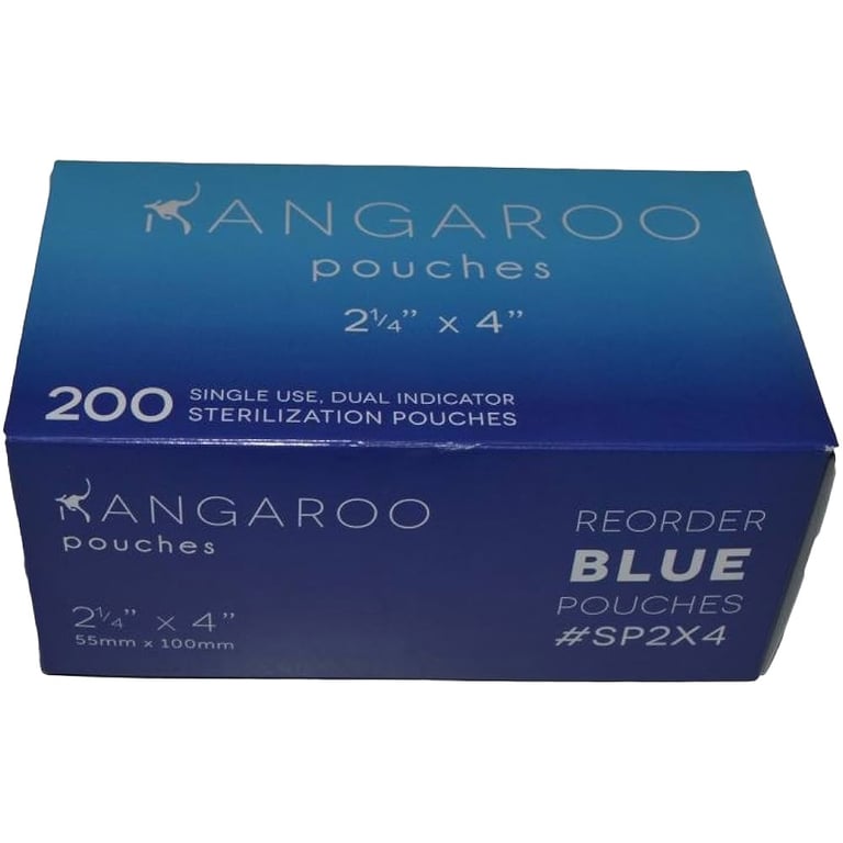 Kangaroo 2.25" x 4" Self-Sealing Sterilization Pouches, 200/bx. Internal and external indicators
