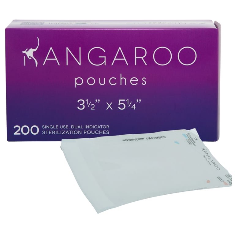 Kangaroo Self-Seal 3.5" x 5.25" Sterilization Pouch, Case of 10 x 200/Box. Protects critical