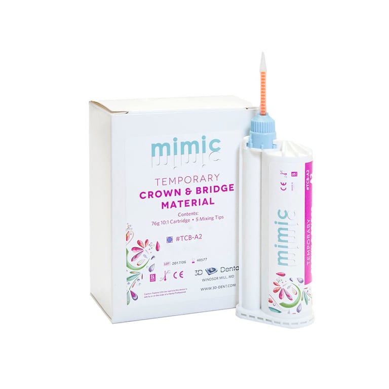 Mimic Temporary Crown & Bridge Material, A1/B1 Shade (10:1), 50mL Cartridge, 1/Pk. 76g cartridge