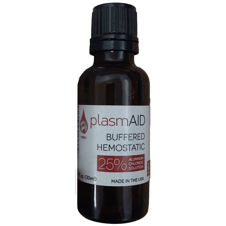 PlasmAid Buffered Hemostatic Solution, 30 ml Bottle, 25 Aluminum