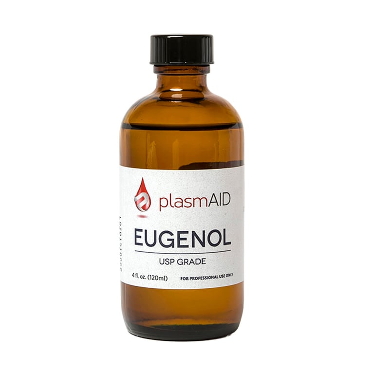 PlasmAid Eugenol, 4 oz, 1/Pk. Used in many restorative, endodontic, and prosthodontic procedures