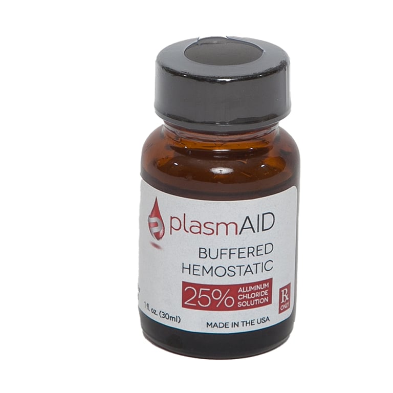 PlasmAid Hemostatic Agent, 25% Aluminum Chloride, 30mL Bottle, 1/Pk. Designed to stop minor