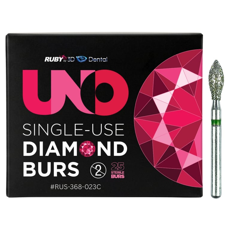 Sabur Ruby Single Use FG #368.023 Coarse Football Diamond Bur, Sterile, 25/Pk. Offers a completely