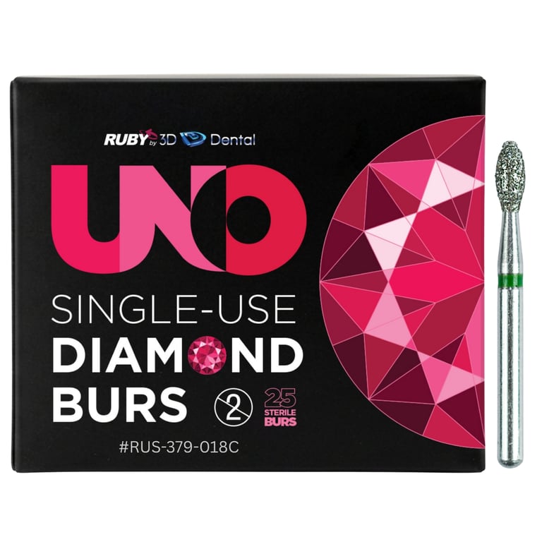 Sabur Ruby Single Use FG #379.018 Coarse Football Diamond Bur, Sterile, 25/Pk. Offers a completely