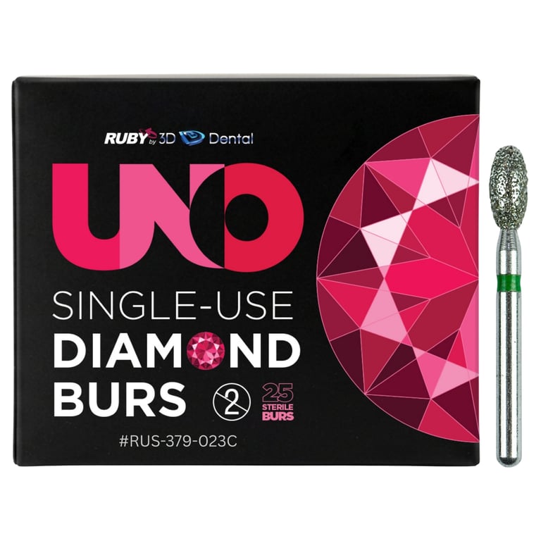 Sabur Ruby Single Use FG #379.023 Coarse Football Diamond Bur, Sterile, 25/Pk. Offers a completely