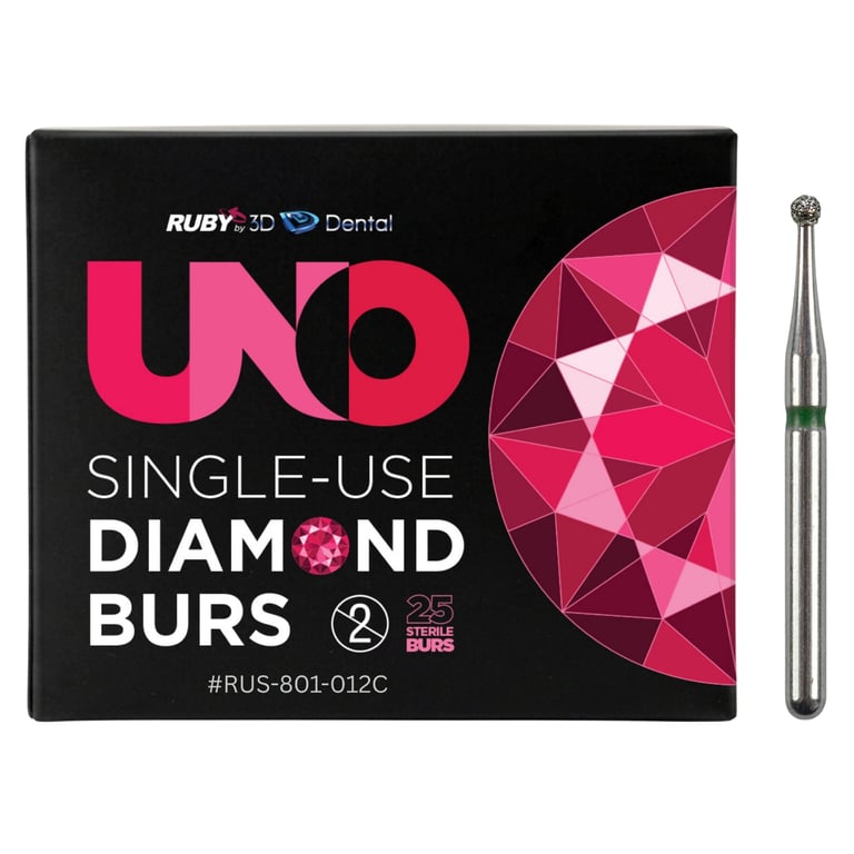 Sabur Ruby Single Use FG #801.012 Coarse Round Diamond Bur, Sterile, 25/Pk. Offers a completely