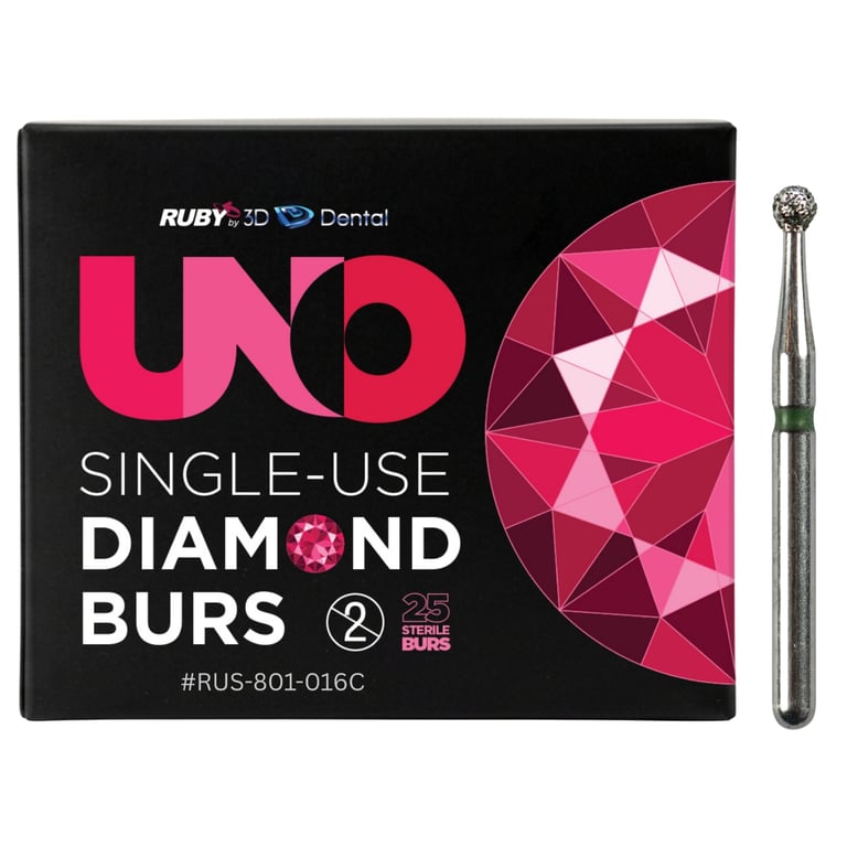 Sabur Ruby Single Use FG #801.016 Coarse Round Diamond Bur, Sterile, 25/Pk. Offers a completely