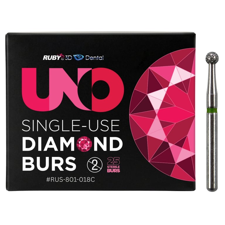 Sabur Ruby Single Use FG #801.018 Coarse Round Diamond Bur, Sterile, 25/Pk. Offers a completely