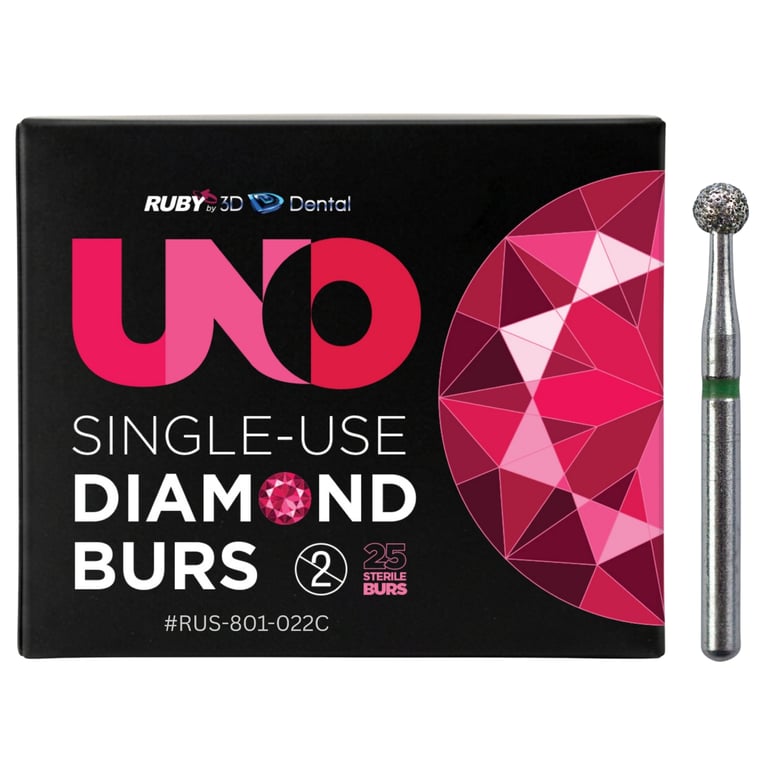 Sabur Ruby Single Use FG #801.022 Coarse Round Diamond Bur, Sterile, 25/Pk. Offers a completely
