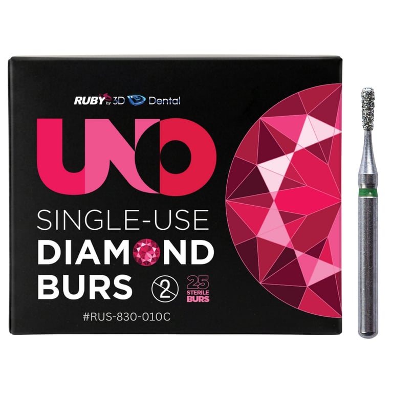 Sabur Ruby Single Use FG #830.010 Coarse Pear Diamond Bur, Sterile, 25/Pk. Offers a completely