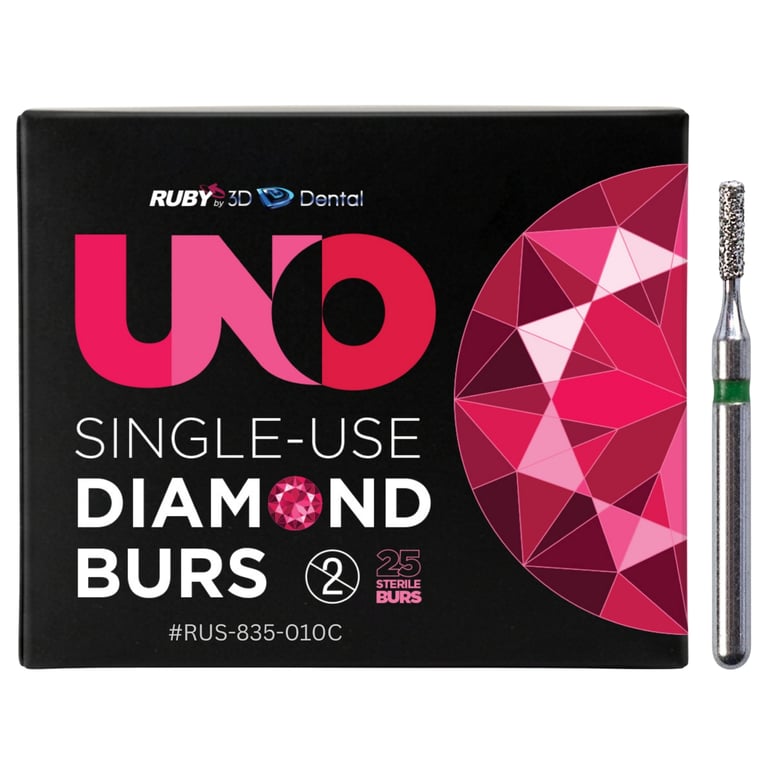 Sabur Ruby Single Use FG #835.010 Coarse Flat End Cylinder Diamond Bur, Sterile, 25/Pk. Offers