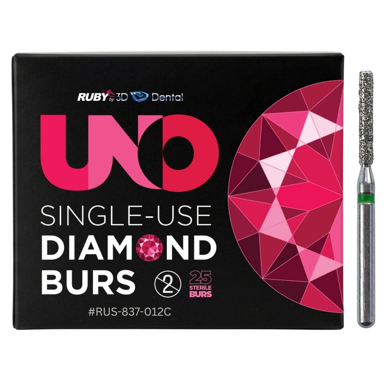 Sabur Ruby Single Use FG #837.012 Coarse Flat End Cylinder Diamond Bur, Sterile, 25/Pk. Offers