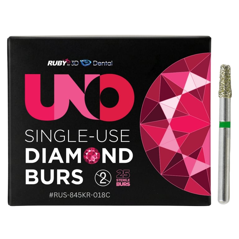 Sabur Ruby Single Use FG #845KR.018 Coarse Rounded Shoulder Diamond Bur, Sterile, 25/Pk. Offers
