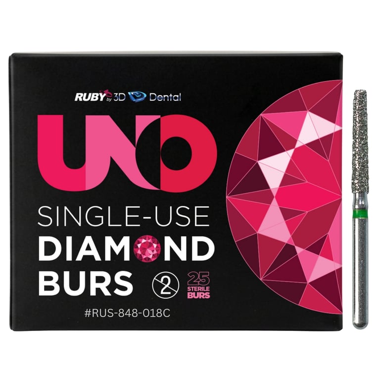 Sabur Ruby Single Use FG #848.018 Coarse Flat End Taper Diamond Bur, Sterile, 25/Pk. Offers