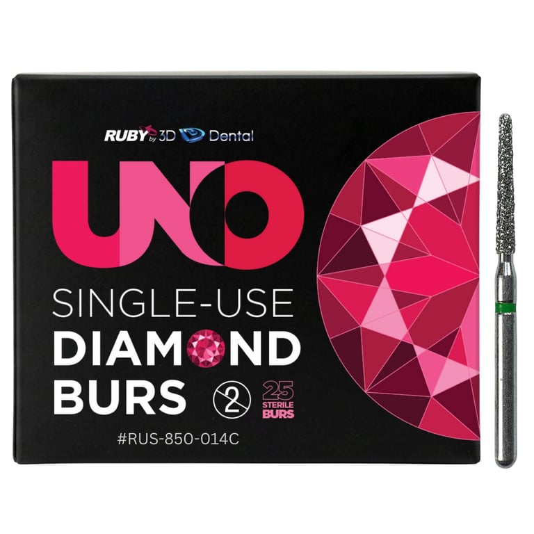 Sabur Ruby Single Use FG #850.014 Coarse Round End Taper Diamond Bur, Sterile, 25/Pk. Offers
