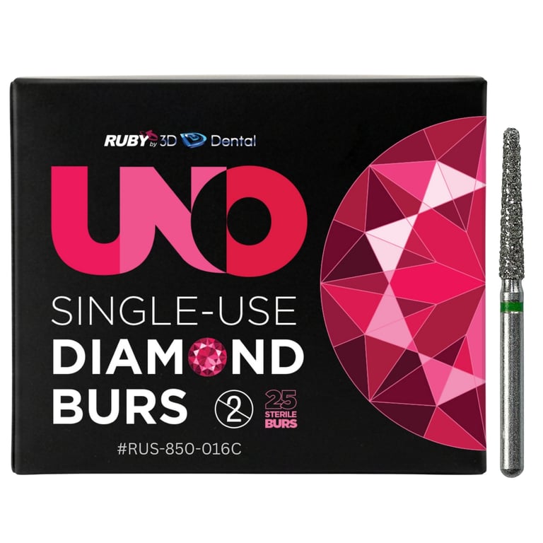 Sabur Ruby Single Use FG #850.016 Coarse Round End Taper Diamond Bur, Sterile, 25/Pk. Offers