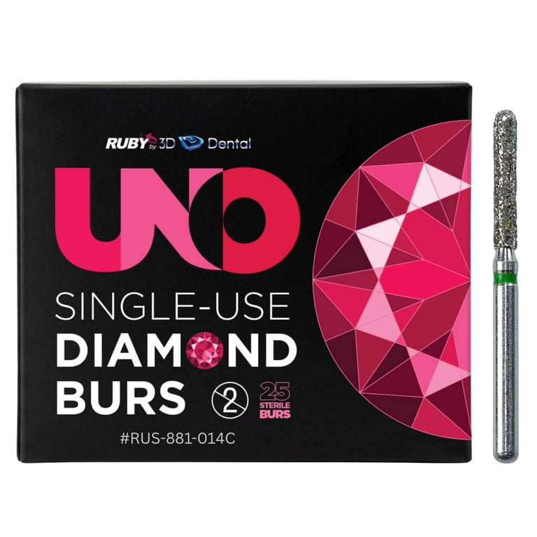 Sabur Ruby Single Use FG #881.014 Coarse Round End Cylinder Diamond Bur, Sterile, 25/Pk. Offers